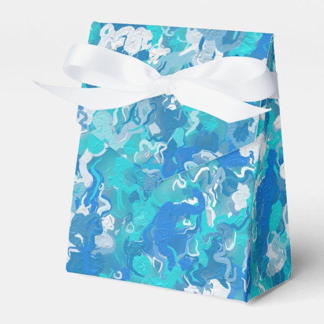 Classic Blue and Turquoise Paint Favor Boxes (Front Side)