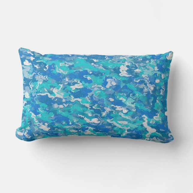 Classic Blue and Turquoise Paint Lumbar Pillow (Front)