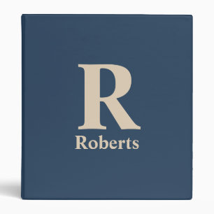Classic Blue And Vanilla Initial/First/Family Name 3 Ring Binder