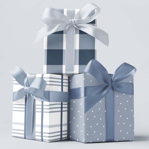 Classic Blue and White Buffalo Check Wrapping Paper Sheets
