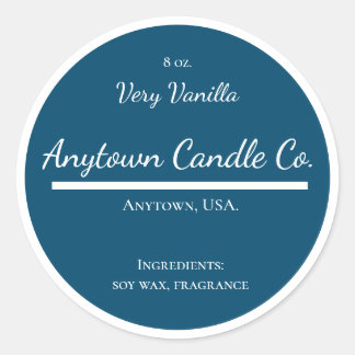 Classic Blue and White Candle Jar Label