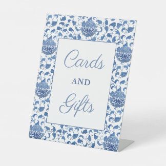Classic Blue And White Cards And Gifts Baby Shower Pedestal Sign