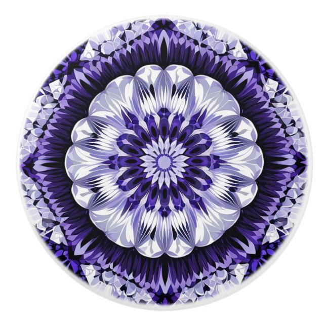 Classic Blue and White Ceramic Knob (Front)