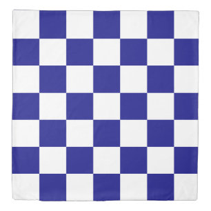 Classic Blue and White Checkerboard Pattern Duvet Cover