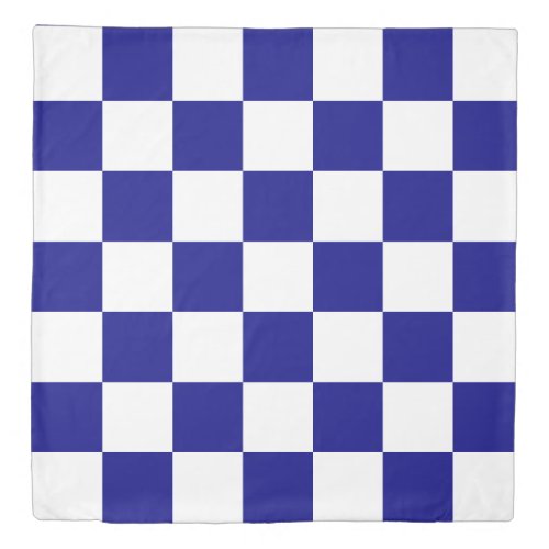 Classic Blue and White Checkerboard Pattern Duvet Cover