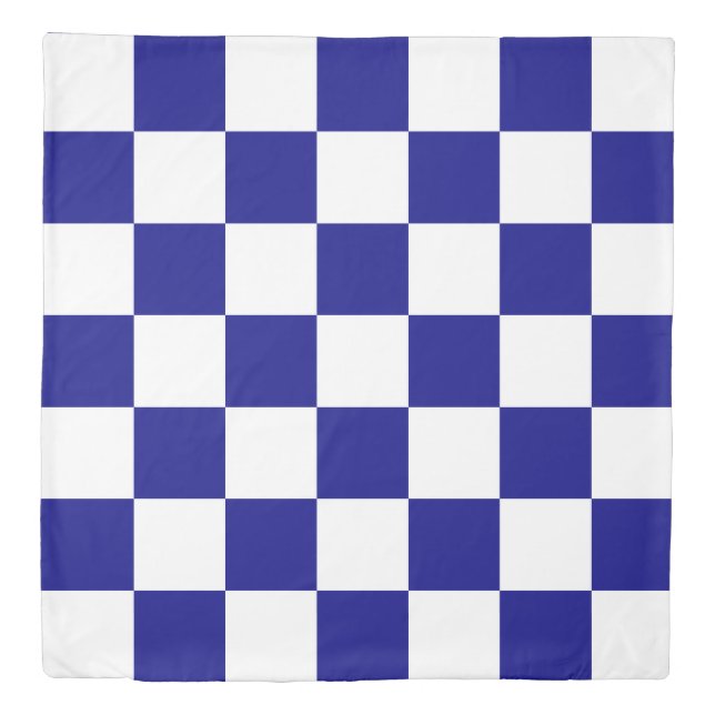 Classic Blue and White Checkerboard Pattern Duvet Cover (Front)