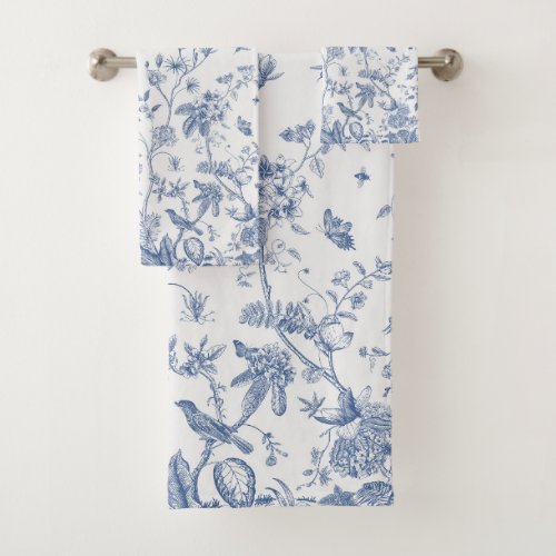 Classic Blue and White Chinoiserie Bath Towel Set