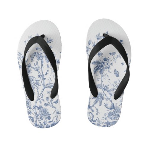 Classic Blue and White Chinoiserie Kids Flip Flops