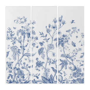 Classic Blue and White Chinoiserie Triptych
