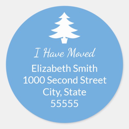 Classic Blue and White Christmas Tree I Have Moved Round Sticker