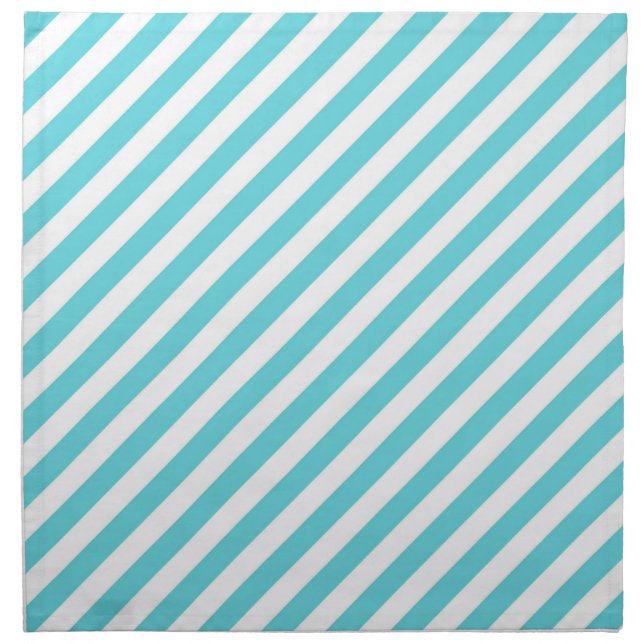Classic blue and white diagonal stripes cloth napkin (Front)