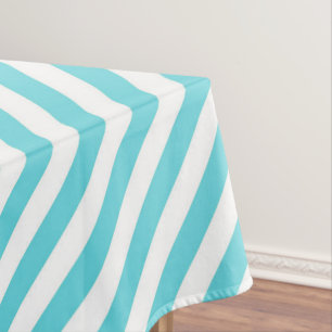 Classic blue and white diagonal stripes tablecloth