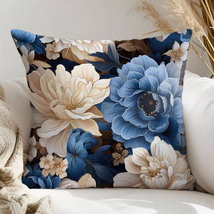 Classic Blue and White Flowers Decorative Pillow