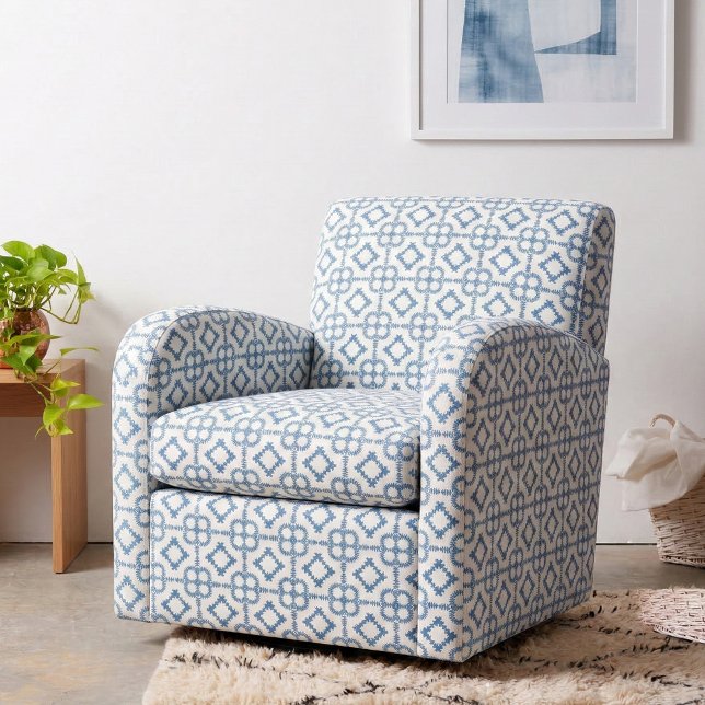 Classic Blue and White Geometric Medallion Pattern Fabric (Creator Uploaded)