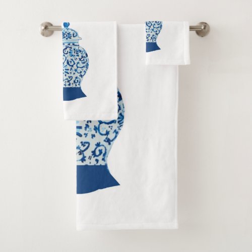 Classic Blue and White Ginger Jar Bath Towel Set