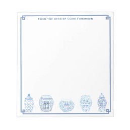 Classic Blue And White Ginger Jars Personalized Notepad