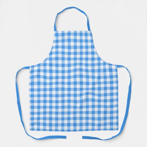 Classic Blue And White Gingham Buffalo Plaid Apron