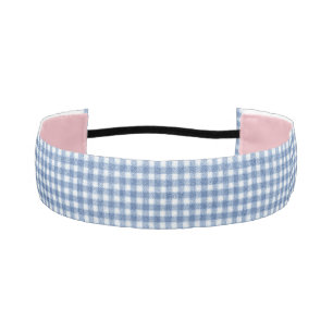Classic Blue and White Gingham Check Athletic Headband