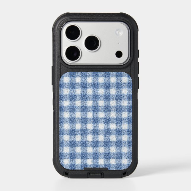 Classic Blue and White Gingham Check  Otterbox iPhone Case (Back)