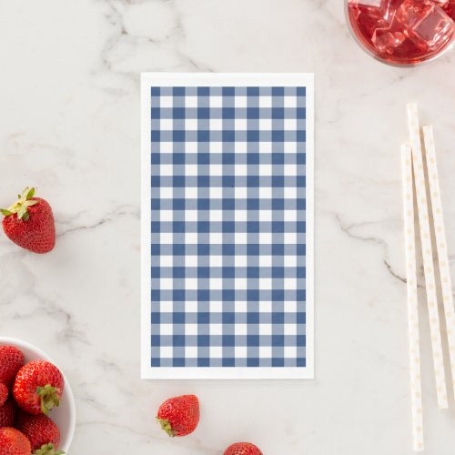 Classic Blue and White Gingham Check Paper Guest Towels