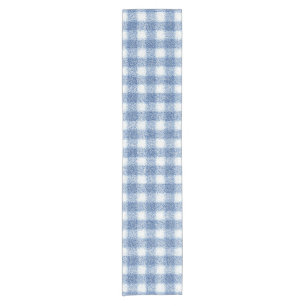 Classic Blue and White Gingham Check  Short Table Runner