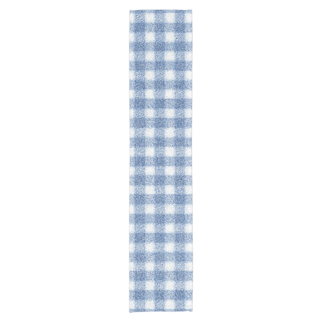 Classic Blue and White Gingham Check  Short Table Runner (Front)