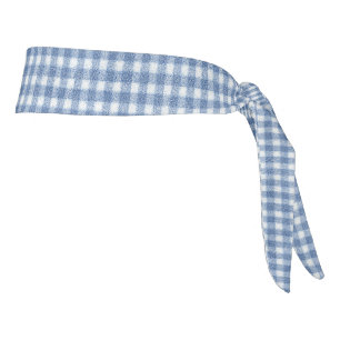 Classic Blue and White Gingham Check Tie Headband