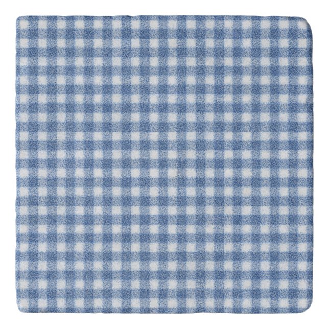 Classic Blue and White Gingham Check  Trivet (Front)