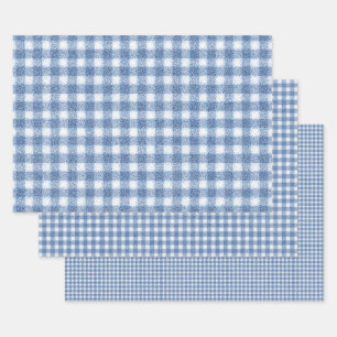 Classic Blue and White Gingham Check  Wrapping Paper Sheets