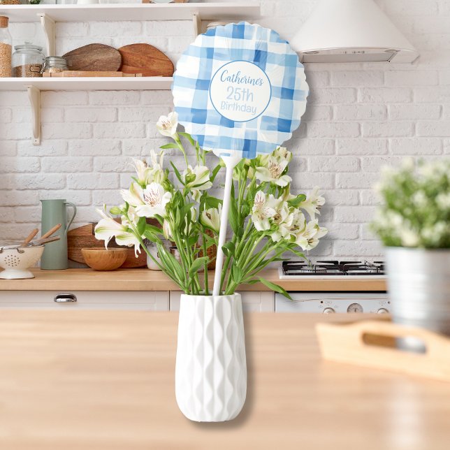 Classic Blue and White Gingham Checkered Pattern Balloon (Creator Uploaded)