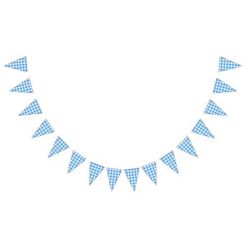 Classic Blue And White Gingham Party Bunting Flags