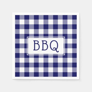 Classic Blue and White Gingham Pattern BBQ Party Napkin
