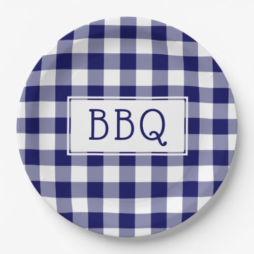 Classic Blue and White Gingham Pattern BBQ Party Paper Plates