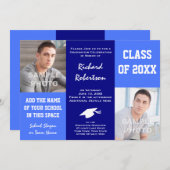 Classic Blue and White Graduation Photo Template (Front/Back)