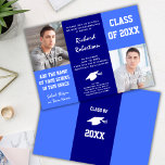 Classic Blue And White Graduation Photo Template at Zazzle