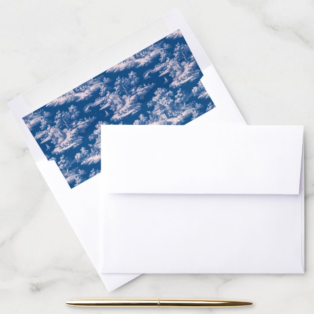 Classic Blue and White Landscape Pattern Envelope Liner (Desk)