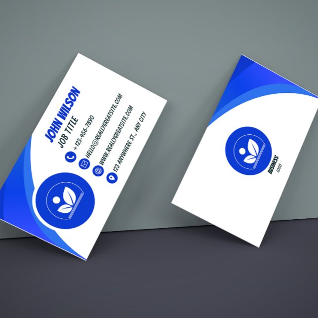 Classic Blue and White Modern Business Card (Creator Uploaded)