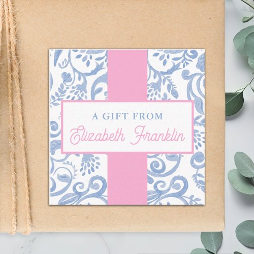 Classic Blue and White Pattern Gift Enclosure Card