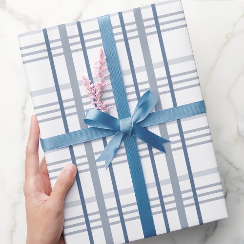 Classic Blue and White Plaid Pattern Wrapping Paper