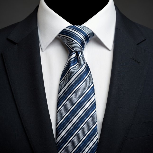 Classic Blue and White Striped  Neck Tie (Creator Uploaded)