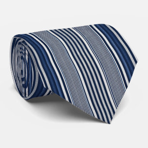 Classic Blue and White Striped Neck Tie