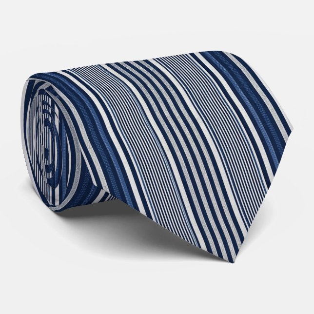 Classic Blue and White Striped  Neck Tie (Rolled)