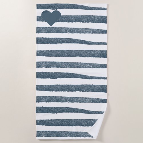 Classic Blue And White Striped Rustic Destination Beach Towel