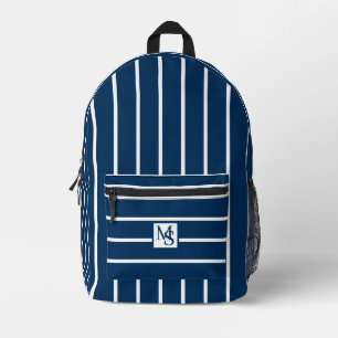 Classic Blue And White Stripes Printed Backpack