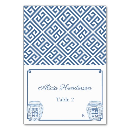 Classic Blue And White Wedding Place Card