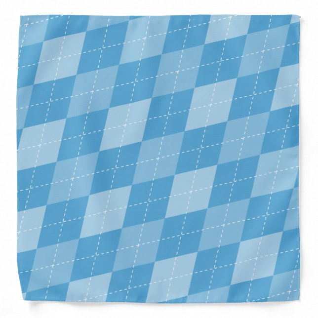 Classic blue argyle pattern bandana headband (Front)