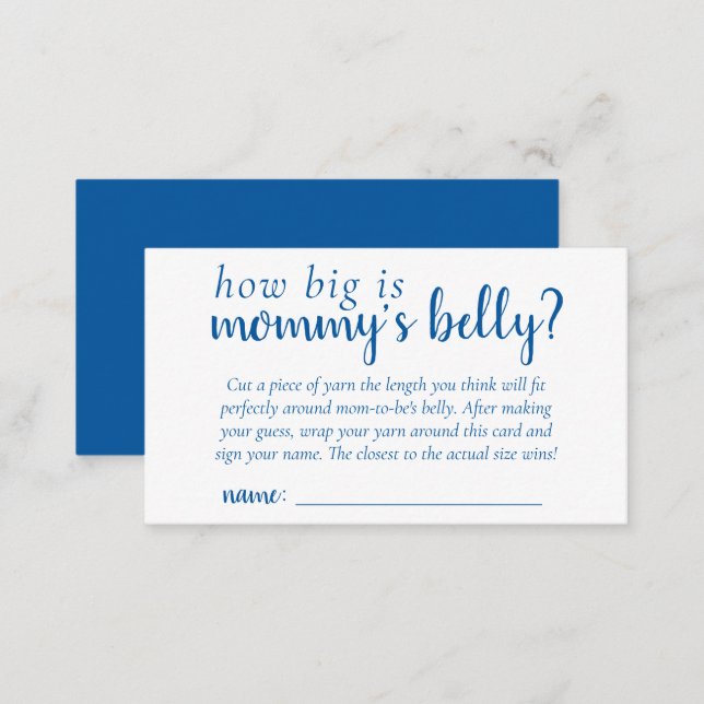 Classic Blue Baby Shower | Cerulean Mommys Belly Enclosure Card (Front/Back)