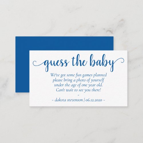 Classic Blue Baby Shower  Cerulean Photo Request Enclosure Card