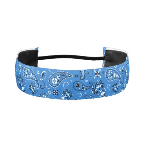 Classic Blue Bandana Paisley Athletic Headband