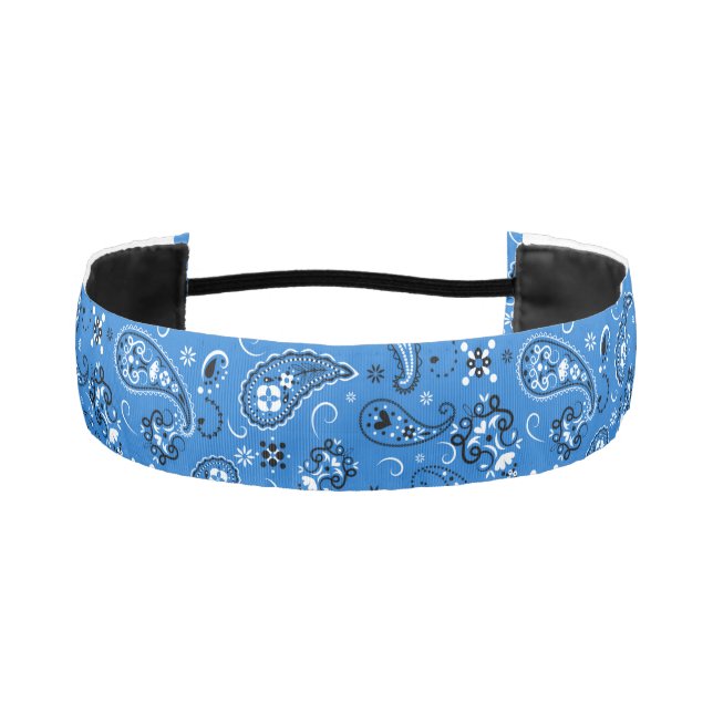 Classic Blue Bandana Paisley Athletic Headband (Front)
